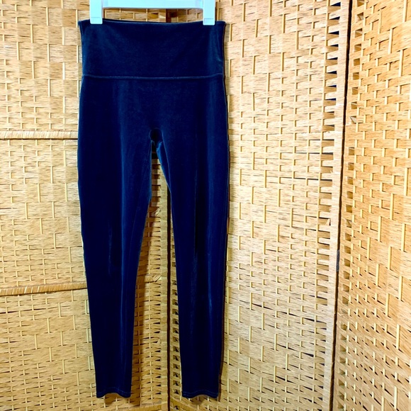 SPANX Pants - EUC Spanx Blue Velvet High Waisted Leggings Size L